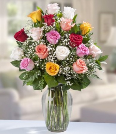 R-030: One Dozen Assorted Roses  + 6 FREE Roses